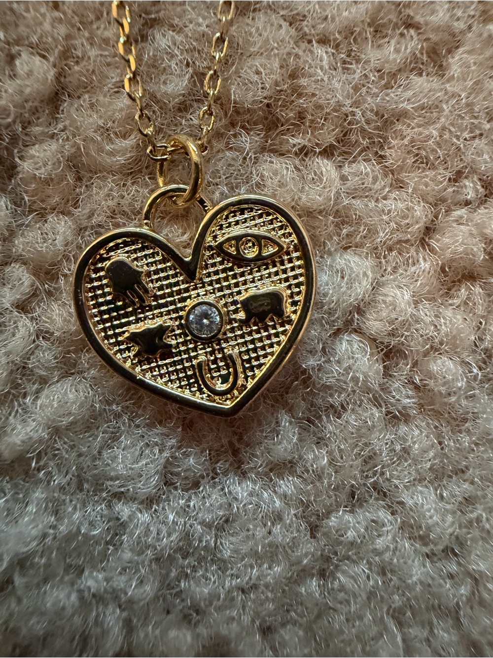 Lucky Brand Gold Plated Heart Lucky Symbols Pendant Necklace NWT Crystal